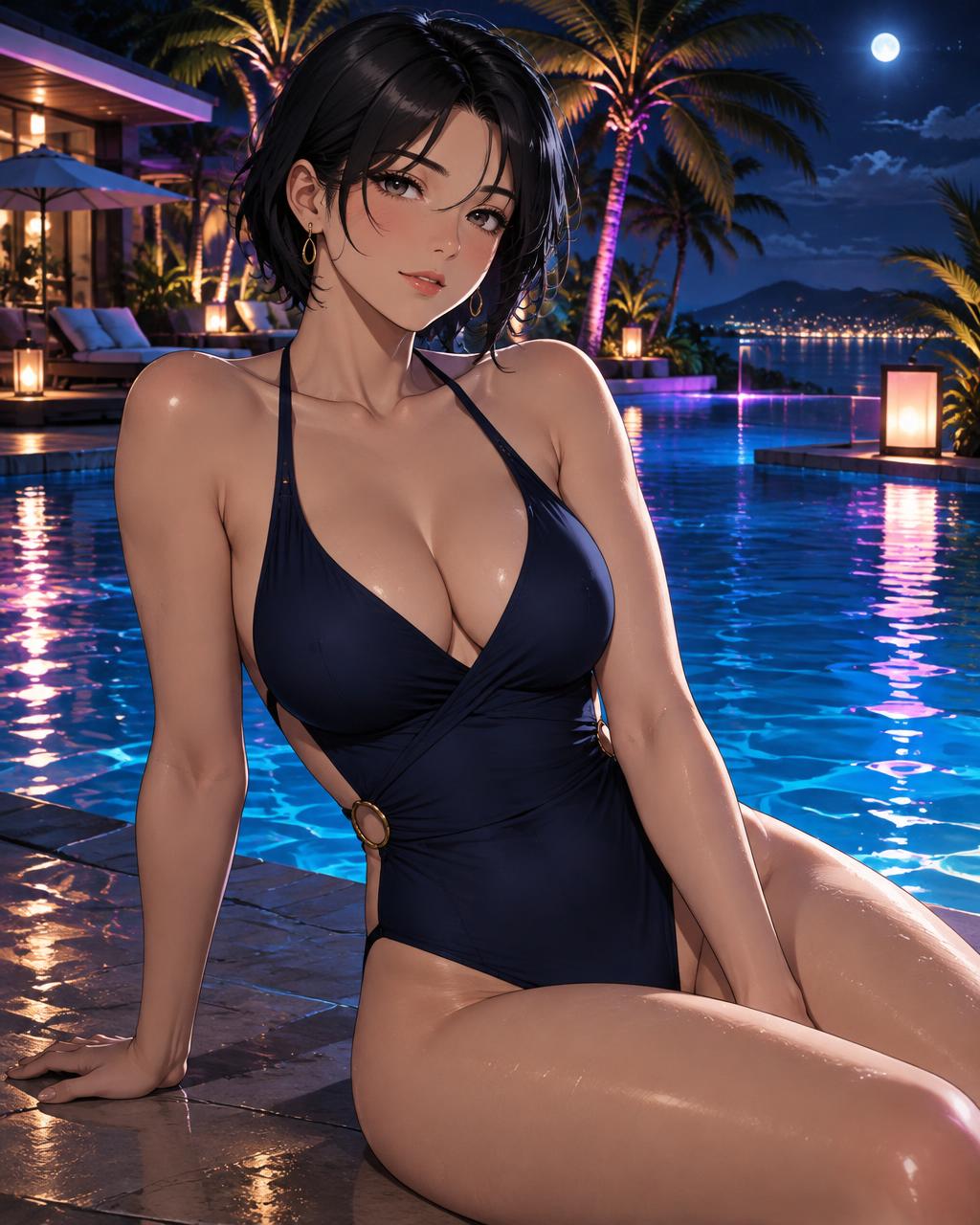 Nao at a neon tropical pool